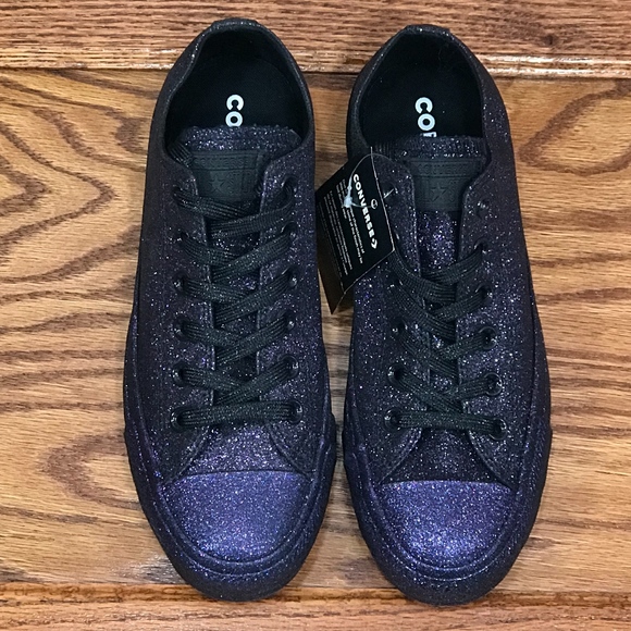 Converse CTAS Ox Low Top Purple Black Glitter Shoe - Picture 3 of 7